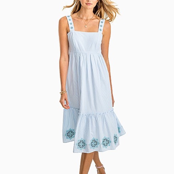 Southern Tide Dresses & Skirts - Southern Tide Blue Sonya Seersucker Dress L BNWT